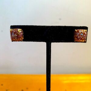 Kate Spade rose gold pink shimmer stud earrings 3/8”